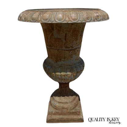 Vintage French Style Large 37" Cast Iron Campana Urn Outdoor Garden Planter Pot