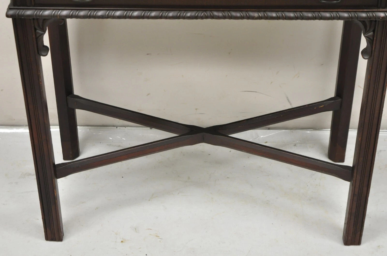 Antique Georgian Chippendale Mahogany Convertible Flip Top Console Game Table