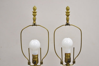 Vintage French Louis XV Style Brass & Crystal Urn Table Lamps - a Pair