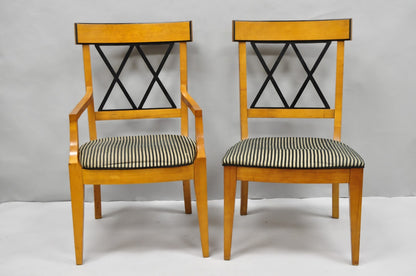 Biedermeier Empire Style Maple Wood Double X Back Dining Room Chairs - Set of 6