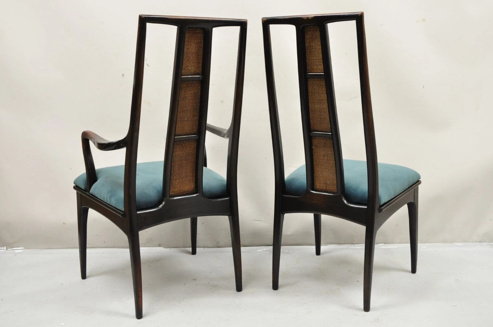 Vintage John Stuart Cane Back Mid Century Modern Asian Dining Chairs - Set of 10