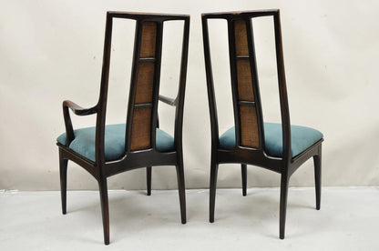 Vintage John Stuart Cane Back Mid Century Modern Asian Dining Chairs - Set of 10