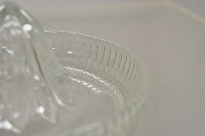 Vintage Art Deco Clear Glass Ribbed Hand Juicer Citrus Orange Handle & Lip