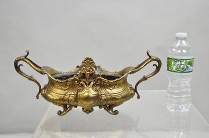 French Art Nouveau Louis XV Gold Spelter Metal Planter Jardiniere Centerpiece