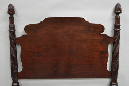 Antique Sheraton Federal Carved Mahogany Acorn Finial Twin Bed by Richter - Pair