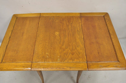 Vintage Mid Century Modern Klismos Saber Leg Oak Wood Drop Leaf Dining Table