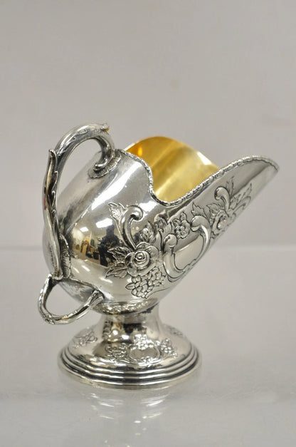 Vintage Raimond Victorian Silver Plated Copper Pedestal Sugar Scuttle Bowl