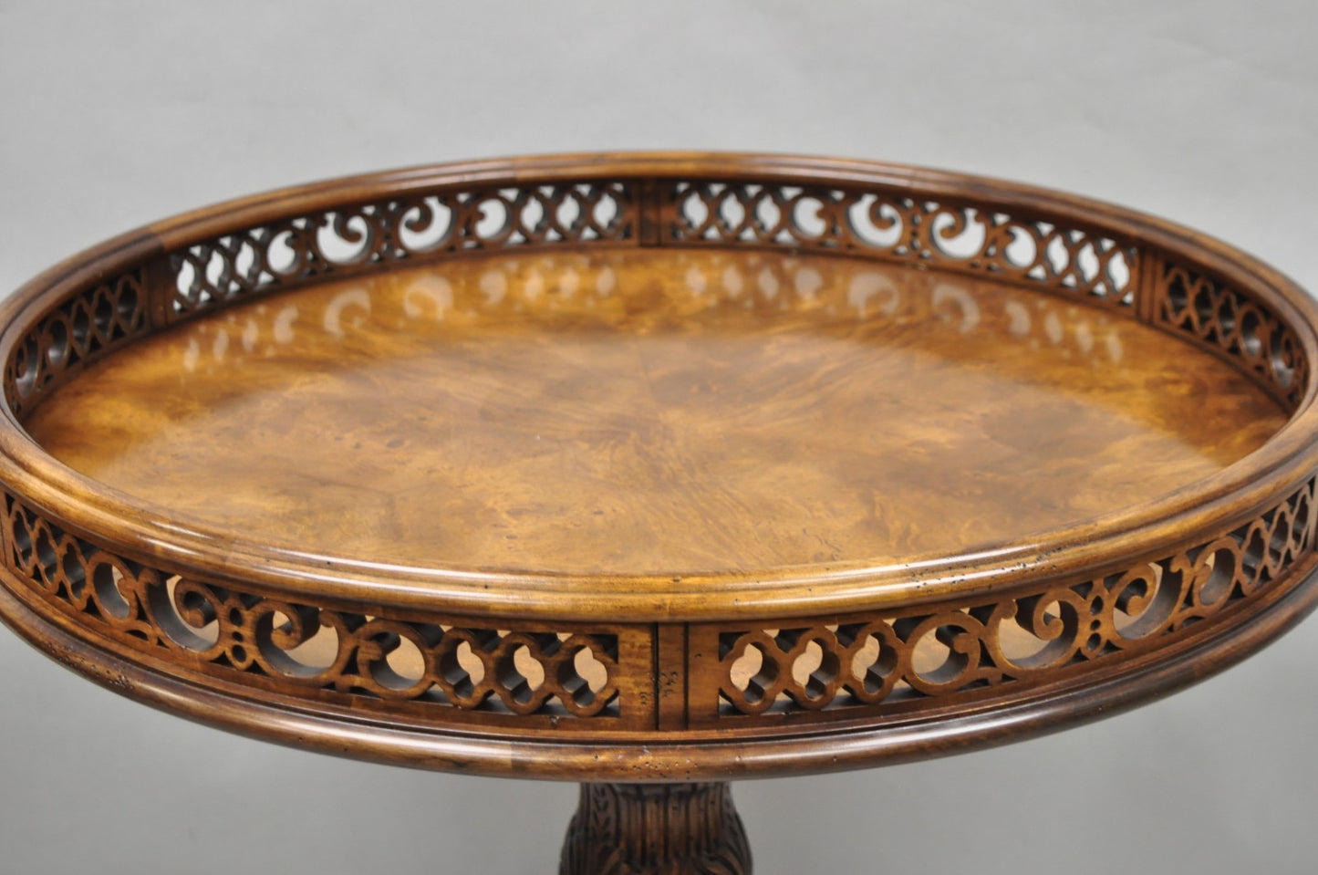 Georgian Chippendale Fretwork Gallery Round Mahogany Occasional Side Table