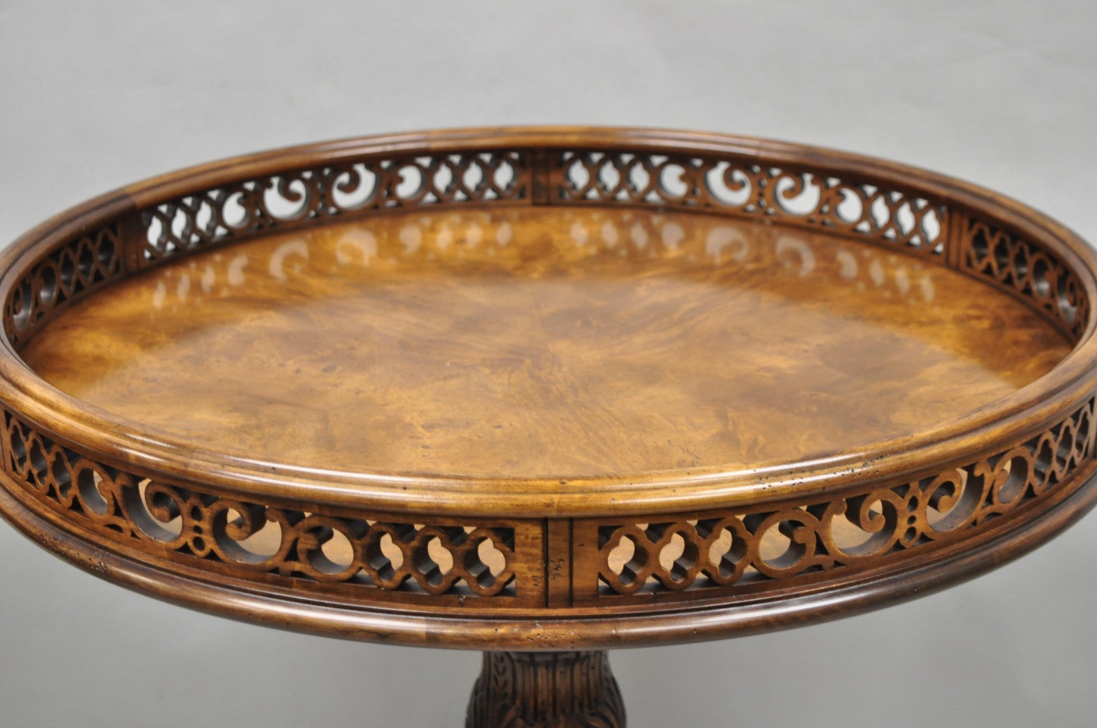 Georgian Chippendale Fretwork Gallery Round Mahogany Occasional Side Table