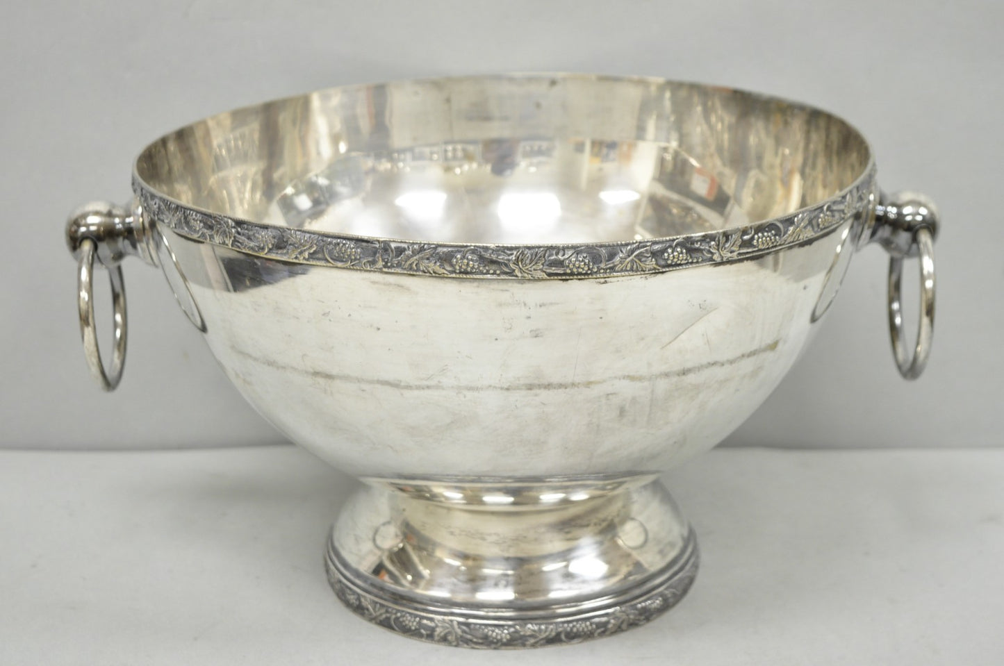 Vintage Victorian Silver Plated Footed Twin Handle Punch Bowl Set w/ 12 Cups