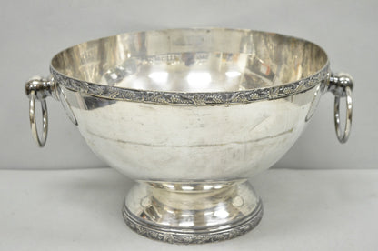 Vintage Victorian Silver Plated Footed Twin Handle Punch Bowl Set w/ 12 Cups
