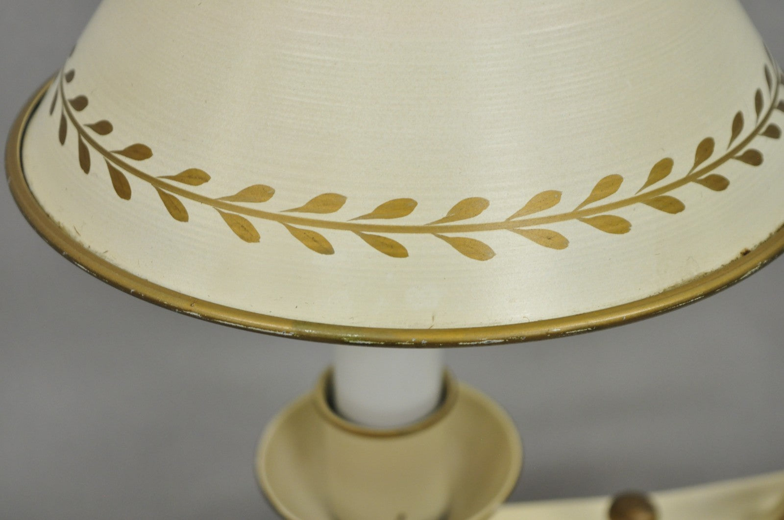 Vintage French Country White Gold Small Genie Lantern Tole Bouillotte Desk Lamp