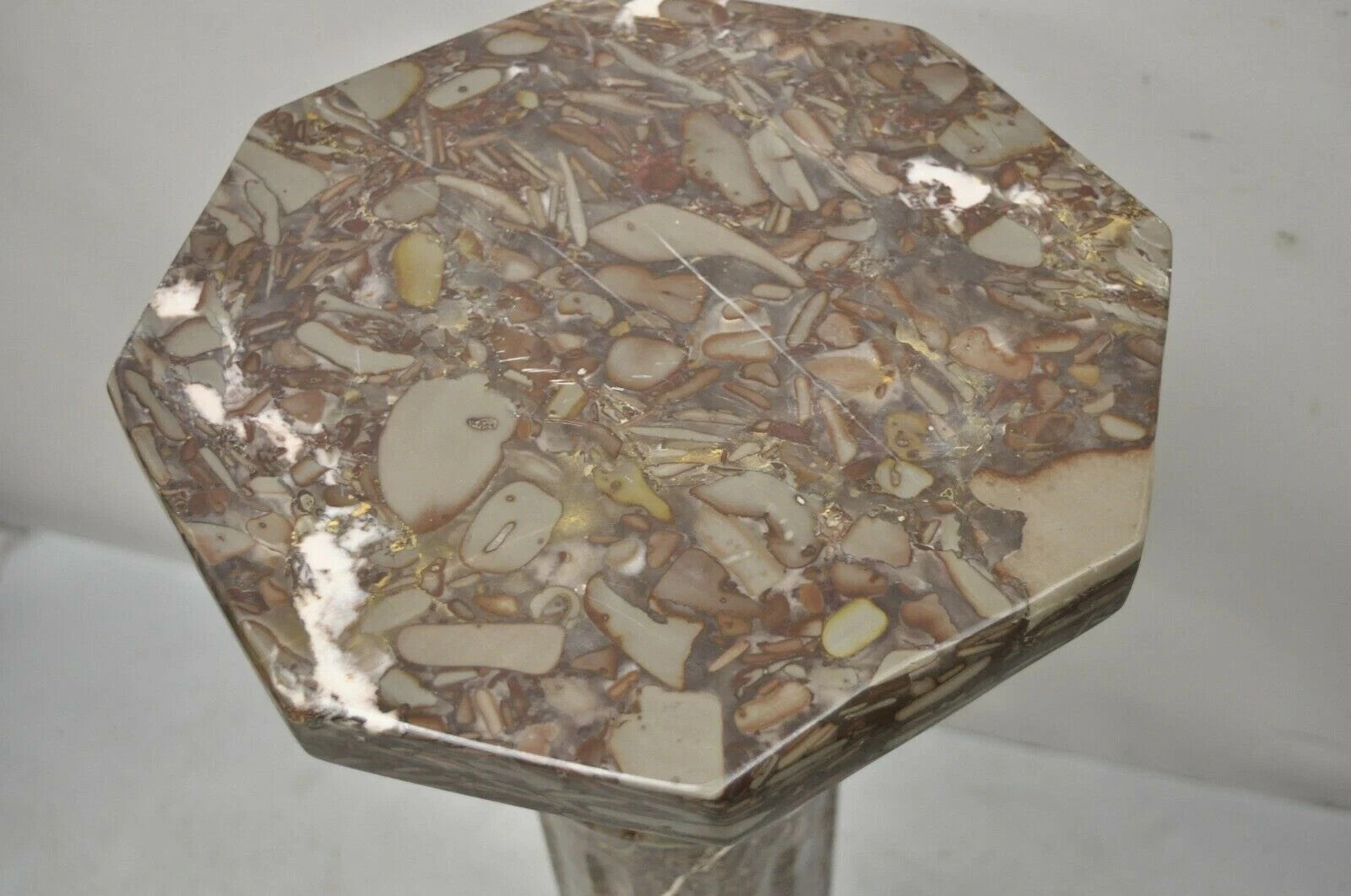 Vintage Italian Empire Style Purple Brown Marble Column Pedestal Plant Stand