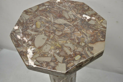 Vintage Italian Empire Style Purple Brown Marble Column Pedestal Plant Stand