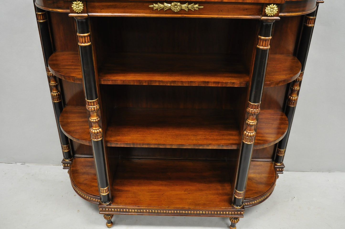 Maitland Smith French Empire Regency Style Mahogany Console Table Bookcase Curio