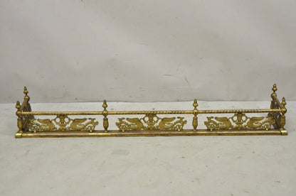 Antique Victorian Figural Swan Bird Twisted Brass 48" Fireplace Fender Surround