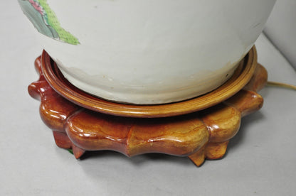 Vintage Chinese Export Large White Porcelain Figural Jardiniere Table Lamp