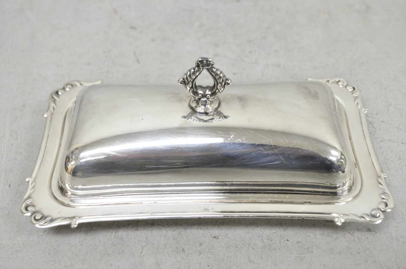 Vintage Crescent Victorian Silver Plated Covered Butter Dish w/ Glass Liner