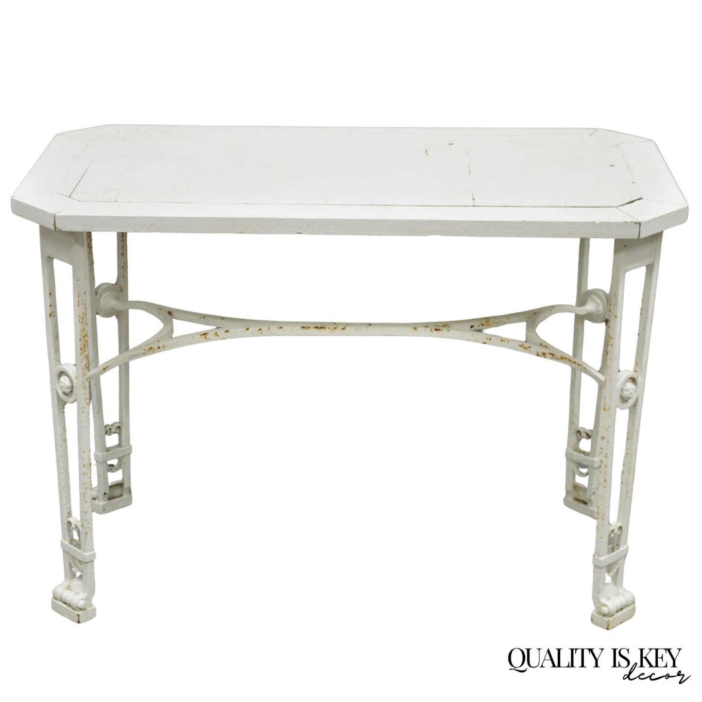 Antique Gothic Renaissance Wrought Iron Stretcher Base Potting Side Table (B)