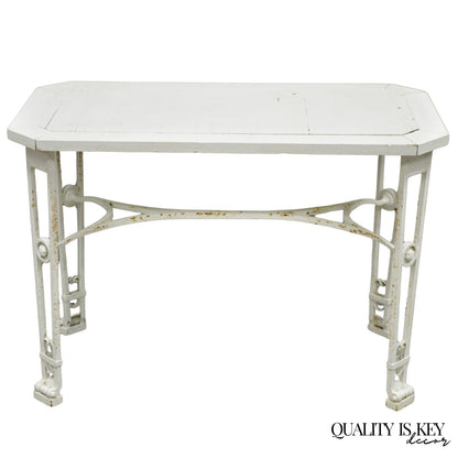 Antique Gothic Renaissance Wrought Iron Stretcher Base Potting Side Table (B)
