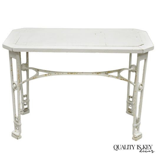 Antique Gothic Renaissance Wrought Iron Stretcher Base Potting Side Table (B)