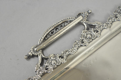 Antique Victorian Silver Plated Pierced Twin Handle Bar Serving Tray by Wilcox