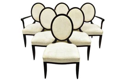 Barbara Barry for Baker Oval X-Back Mahogany Stain Dining Chairs - Set of 6