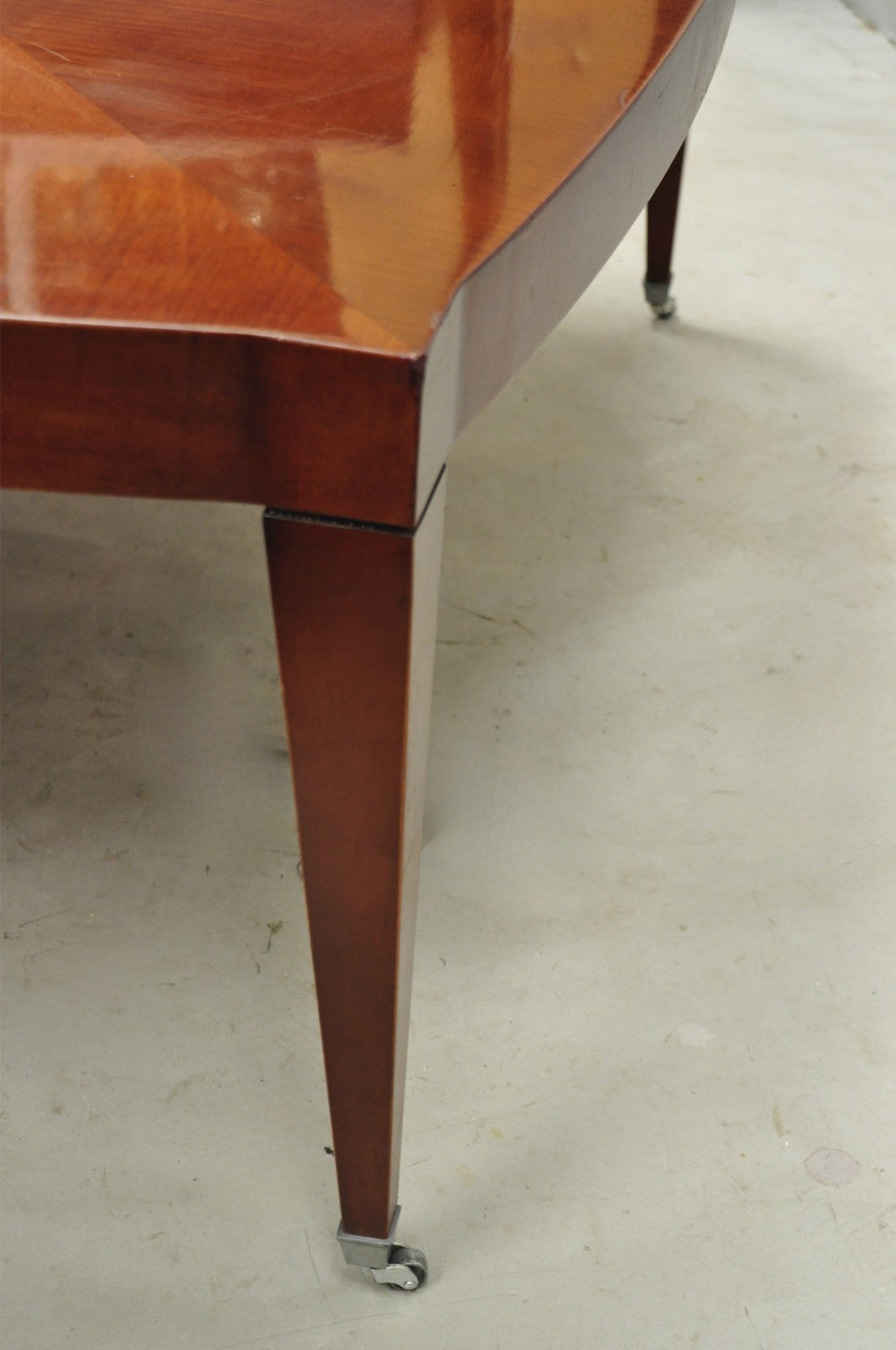 Baker Harlequin Modern Cross Inlay Top Large Coffee Cocktail Table on Wheels