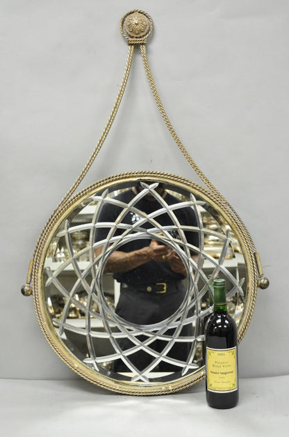 Contemporary Modern Hollywood Regency Round Etched Glass Hanging Wall Mirror