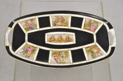 Royal Vienna Style Bohemia Czecho-Slovakia Black Porcelain Tea Set - 12 pcs
