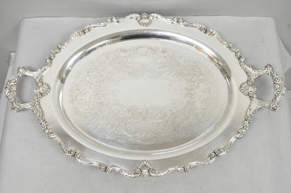 Vintage English Silver Mfg. Silver Plated Large Oval Butlers Platter Bar Tray