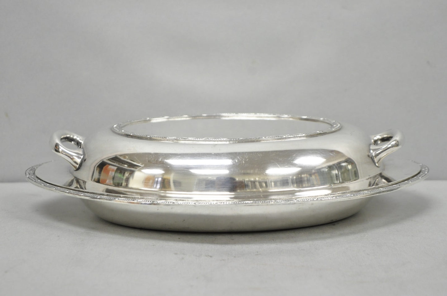 Vintage T&T Silver Plated Victorian Oval Vegetable Serving Platter w/ Drapes