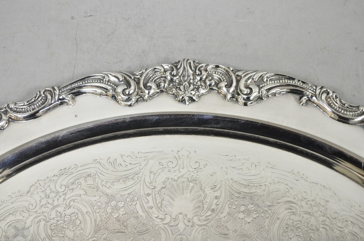 Vintage Reed & Barton 1955 Victorian Silver Plated Oval Bar Serving Platter Tray