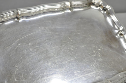 Vintage English Edwardian Silver Plated Scalloped Small Bar Trinket Dish Tray