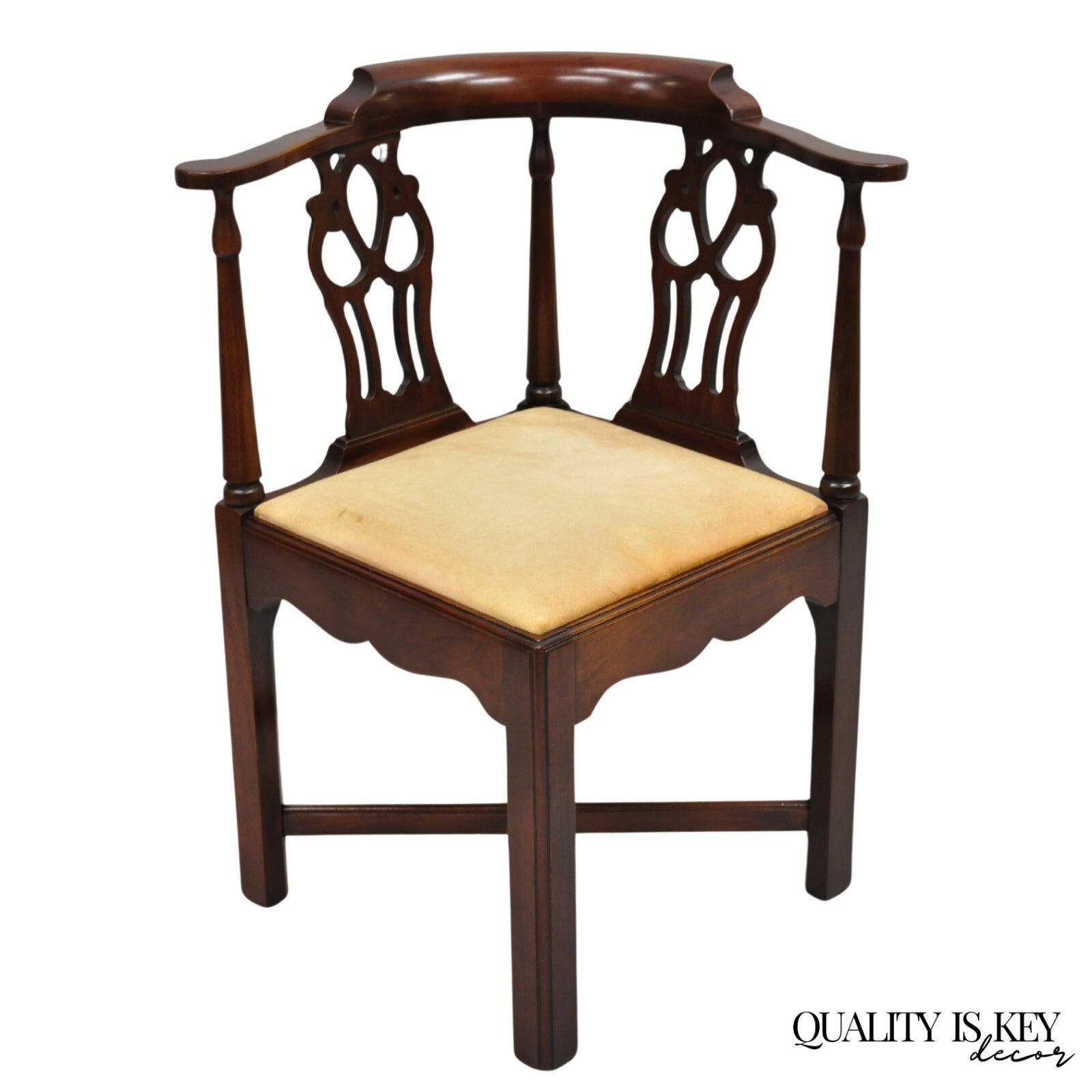 Vintage Hickory Chair Co Georgian Style Mahogany Corner Accent Side Chair