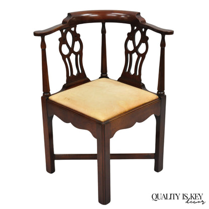 Vintage Hickory Chair Co Georgian Style Mahogany Corner Accent Side Chair