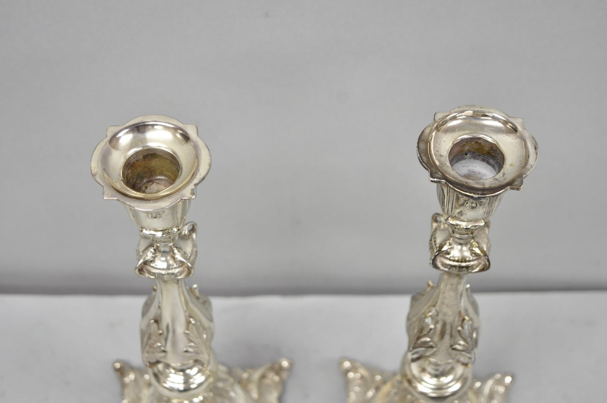Antique Silver Plated WMF Warsaw Imperial Russia 12" Candlestick Holders - Pair