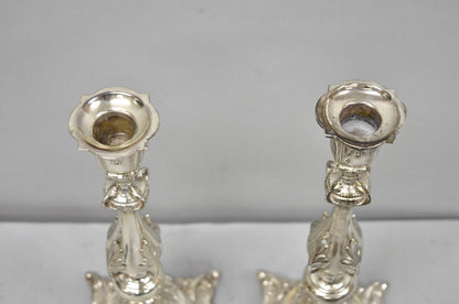 Antique Silver Plated WMF Warsaw Imperial Russia 12" Candlestick Holders - Pair