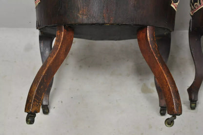 John Henry Belter Victorian Laminated Rosewood Slipper Lounge Chairs - a Pair