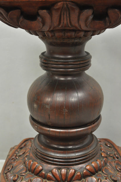 Antique American Empire Carved Mahogany Cannonball Paw Foot Pedestal Table Base