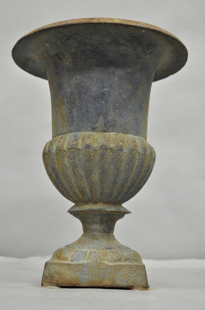 Antique Cast Iron 12" French Classical Small Urn Garden Flower Planter Pot