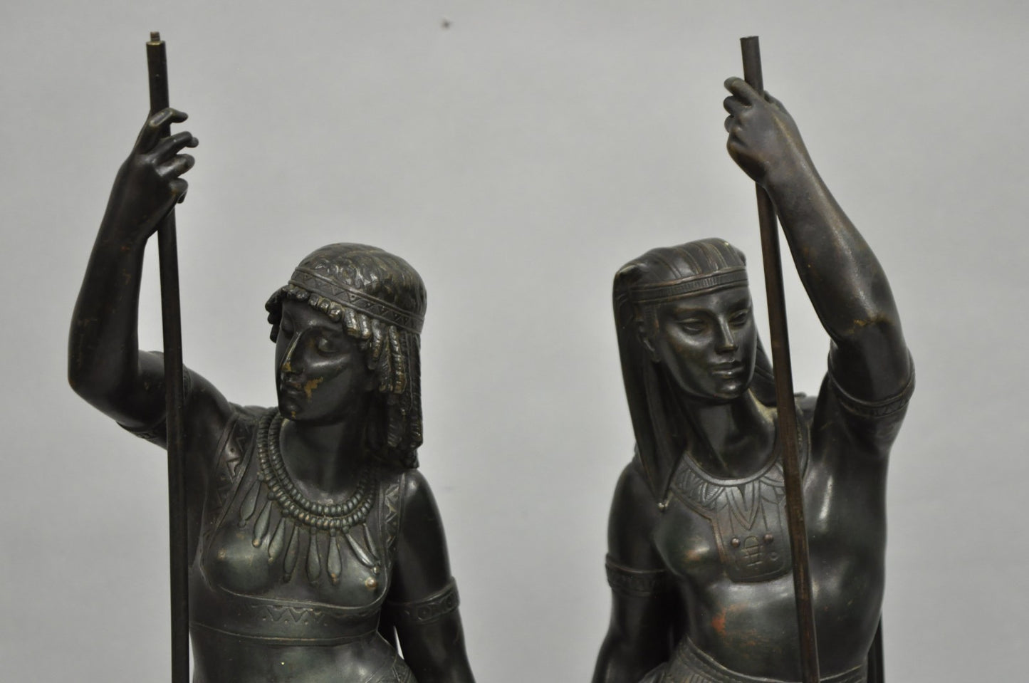 Egyptian Revival Bronze Priest & Priestess Figures after Émile Louis Picault