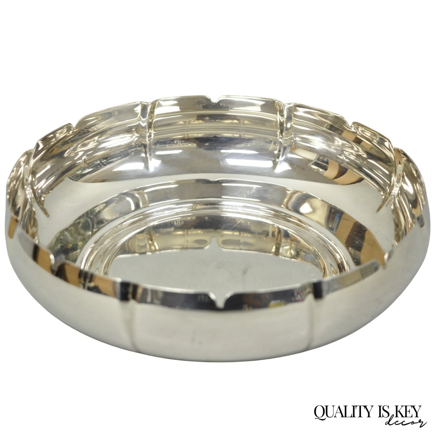 Vintage Lundt M-85 Silver Plated Round Scalloped Serving Candy Dish Bowl