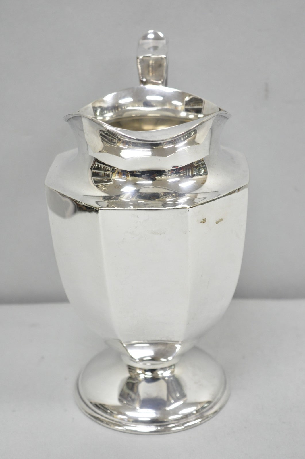 Vintage Art Deco Silver Plated Octagonal Faceted Water Pitcher by Homan Plate