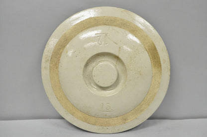 Antique American Primitive Salt Glazed Ceramic 15 Gallon Crock Pot Lid Cover