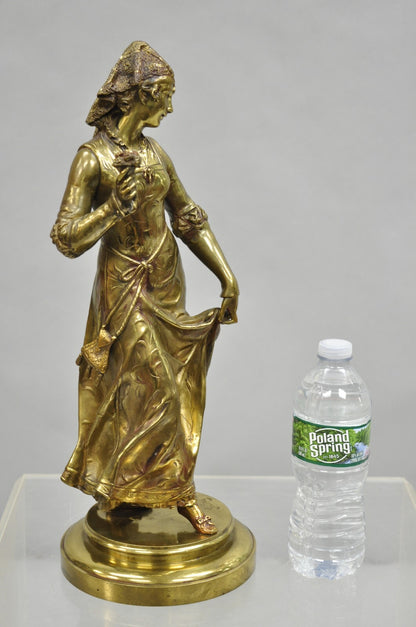 Antique French Victorian 18" Bronze Maiden Sculpture after Adrien Etienne Gaudez