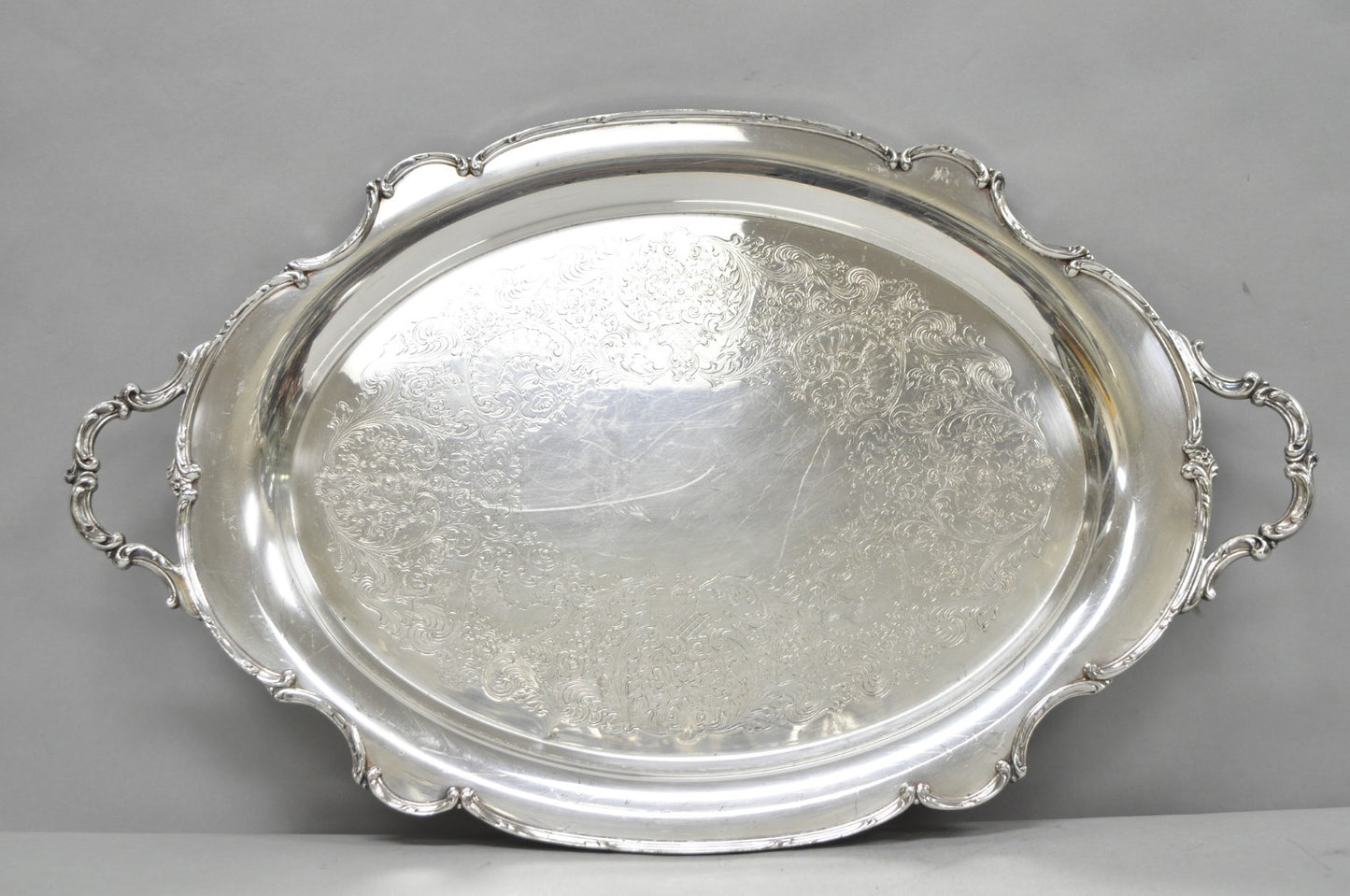 Vintage 1847 Rogers Bros "Reflection" Silver Plated Oval Serving Platter Tray
