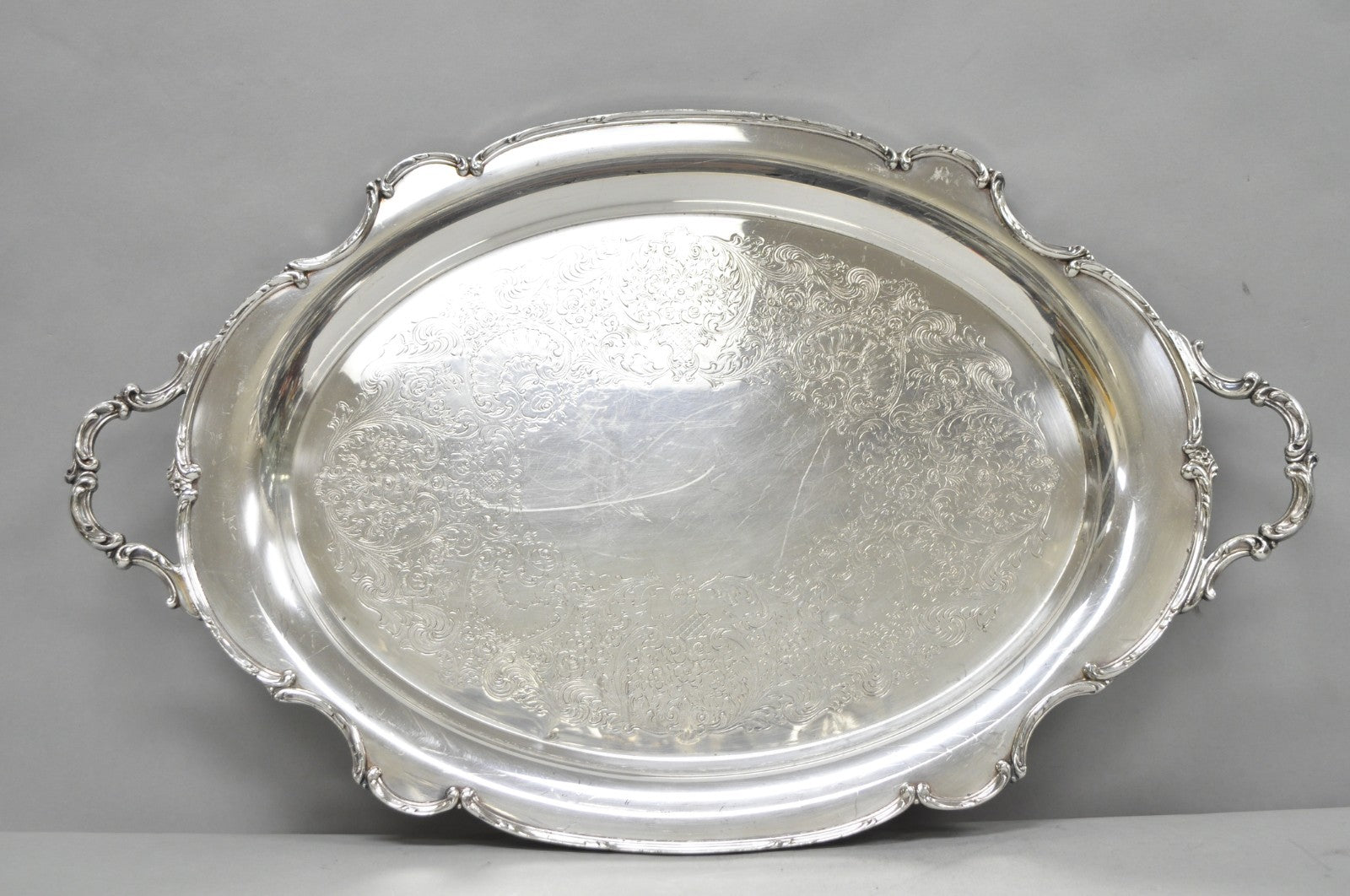 Vintage 1847 Rogers Bros "Reflection" Silver Plated Oval Serving Platter Tray