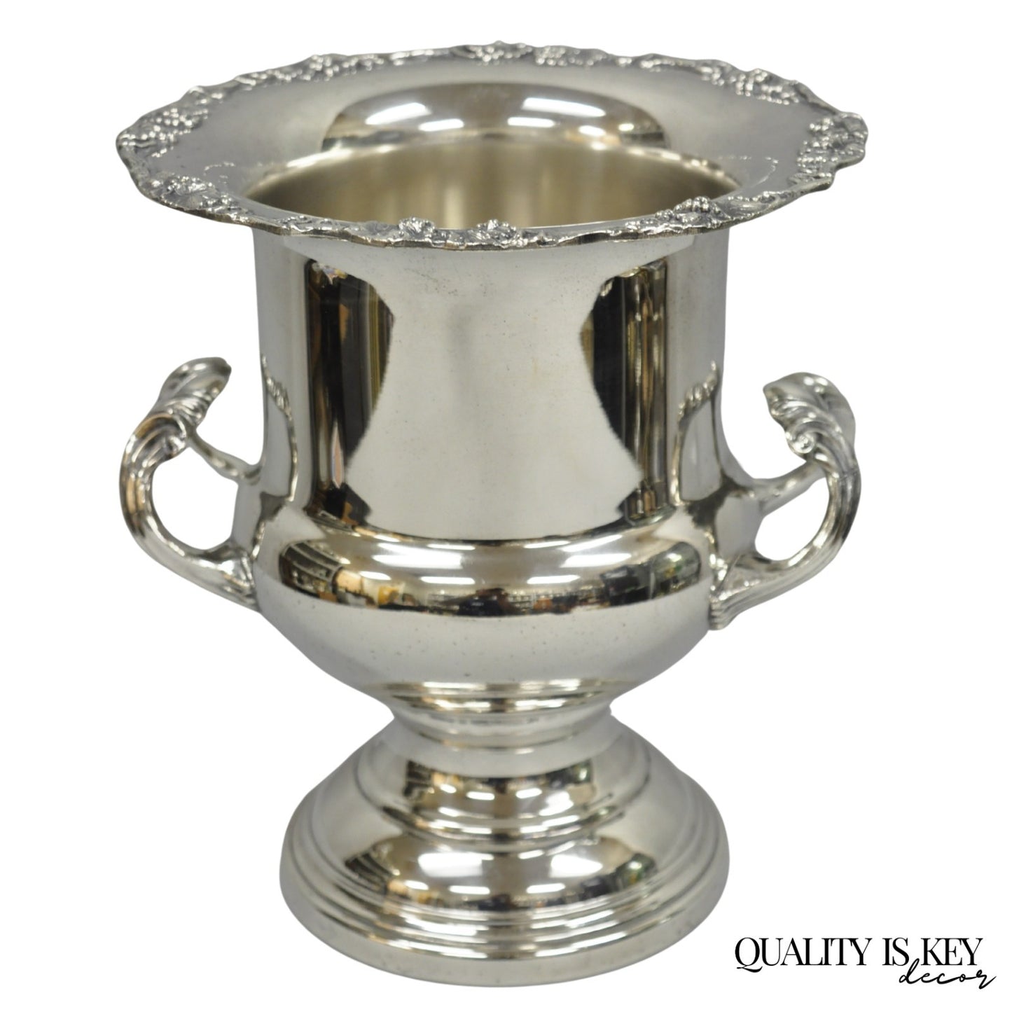 Vintage Trophy Cup Silver Plated Grapevine Bar Champagne Chiller Ice Bucket