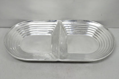 Vintage Mid Century Modern Art Deco Cast Aluminum 2 Section Serving Dish Platter